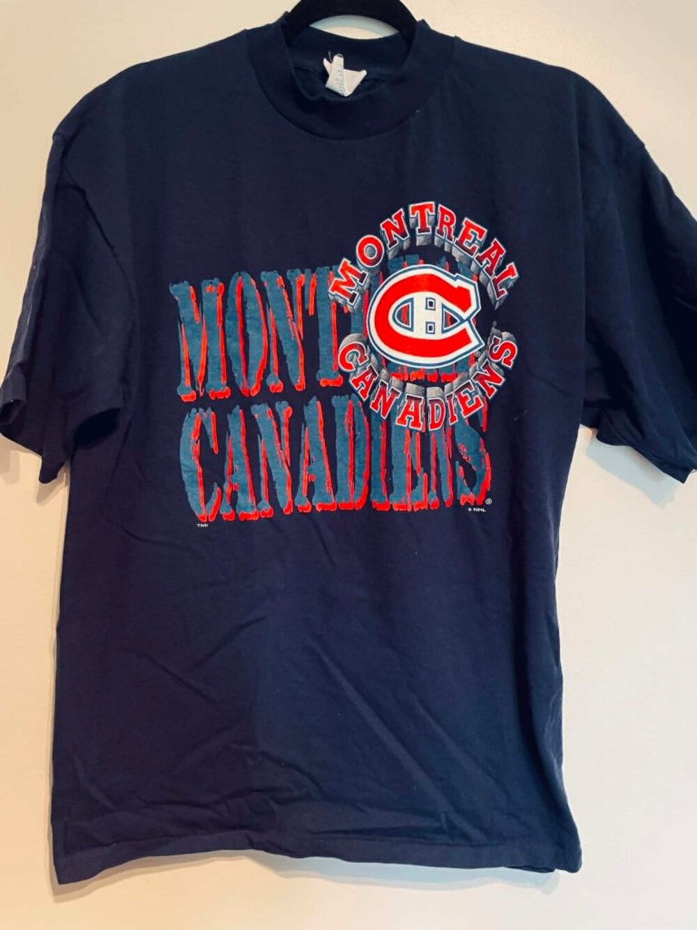 Montreal Canadiens NHL Hockey T-Shirt Navy Blue Graphic Logo, GIARDINI men LARGE